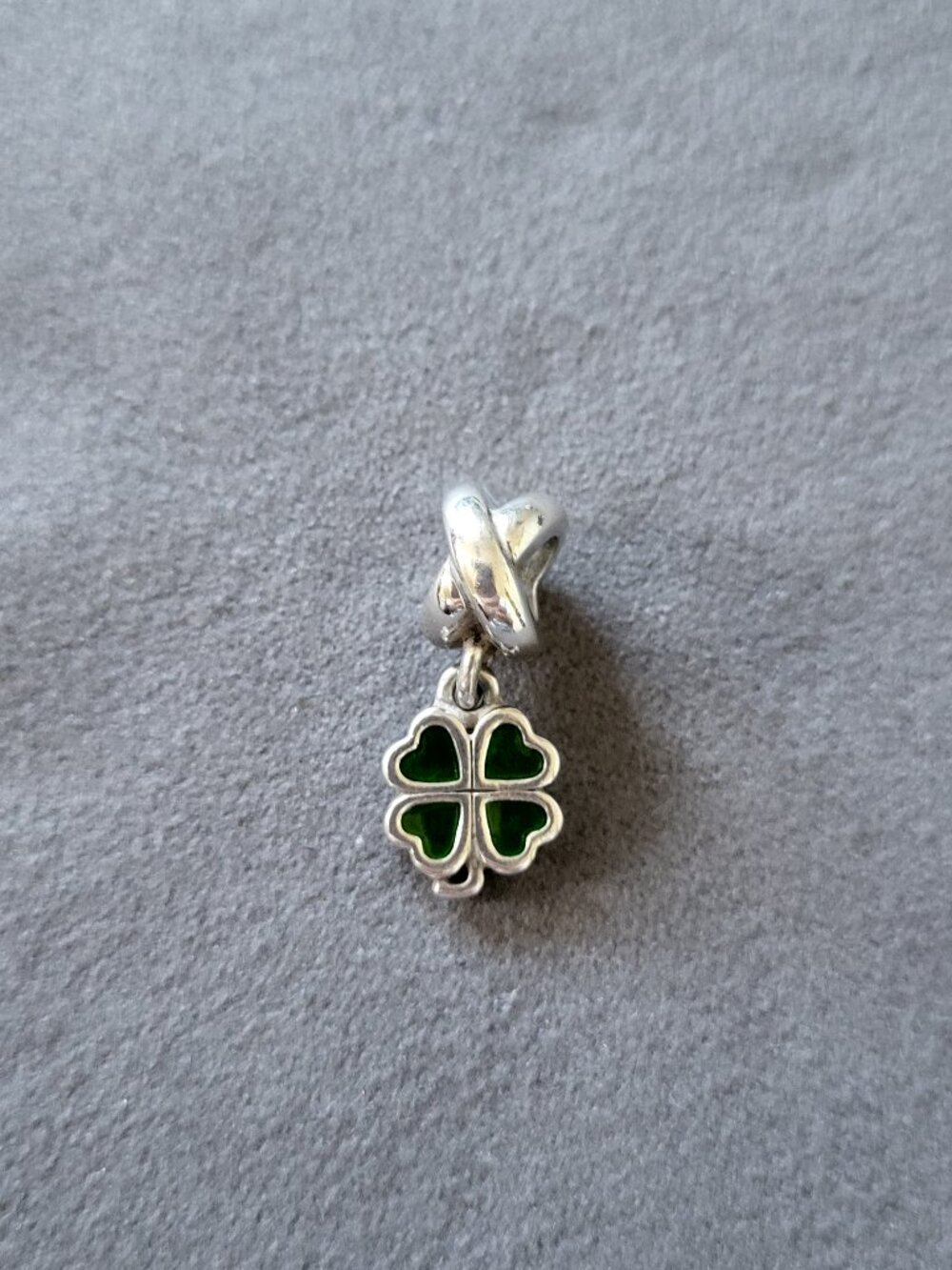 Retired Pandora Green Four Leaf Clover Dangle Charm 790572EN25 Sterling